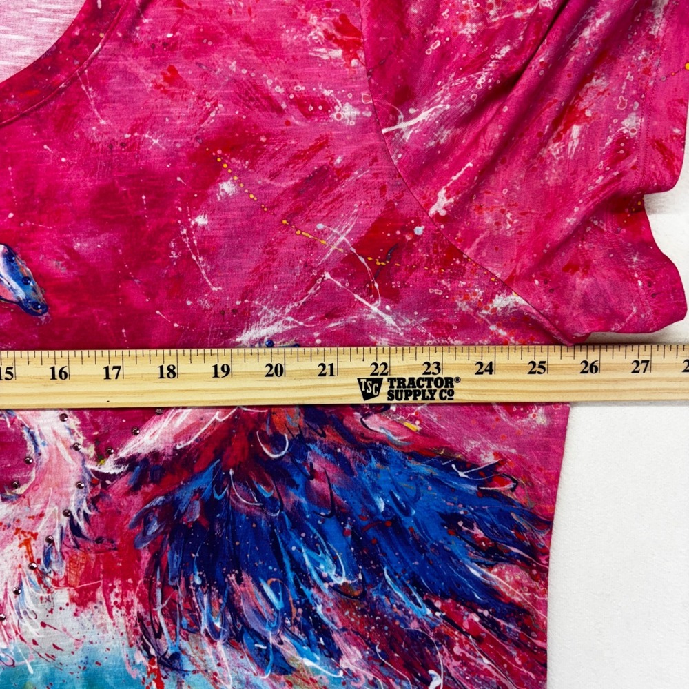Leoma Lovegrove T-Shirt Lot Women XXL Pink Blue Flamingo Eagle Art Tie Front - Picture 6 of 13